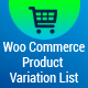 WooCommerce Product Variation List - WordPress / eCommerce / WooCommerce