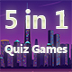 5 in 1 Quiz Games (Unity Complete Project + Unity Ads) - Mobile / Android
