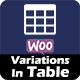 WooCommerce Variations In Table - WordPress / eCommerce / WooCommerce