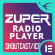 Zuper - Shoutcast and Icecast Radio Player With History - Elementor Widget Addon - WordPress / Add-ons