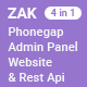 Zak - (4 in 1) Multipurpose Phonegap App with Admin Panel, Website and REST API - Mobile / Native Web