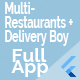 Multi-Restaurants Flutter App + Delivery Boy App + Owner App + PHP Laravel Admin Panel + Web Site - Mobile / Flutter
