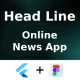 HeadLine App ANDROID + IOS + FIGMA | UI Kit | Flutter | News & Articles App - Mobile / Flutter