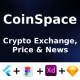 Crypto Currency App FIGMA + XD + SKETCh + Sonar Qube Test Report | UI Kit | Flutter | CoinSpace - Mobile / Flutter